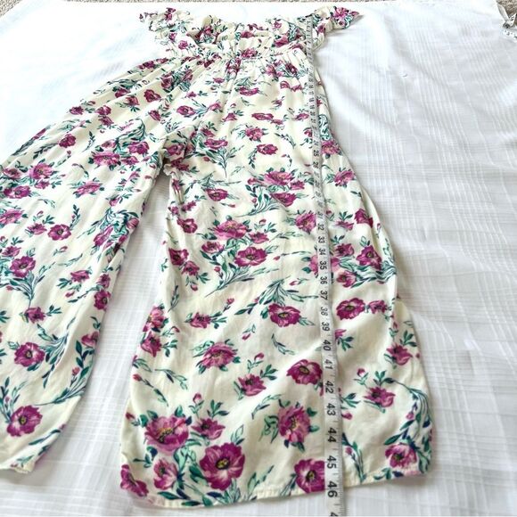 Miami Ankle Wide Leg On Off Shoulder Floral Boho Whimsy Pantsuit Jumpsuit SZ M - Picture 5 of 10